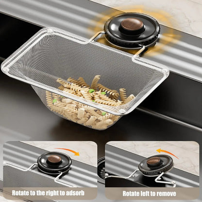 AIR U Suction Sink Strainer Holder with 50Pcs Food Catcher Filters No More Clogged Drains for RV Apartment Bathroom Kitchen Commercial Rotary Installation