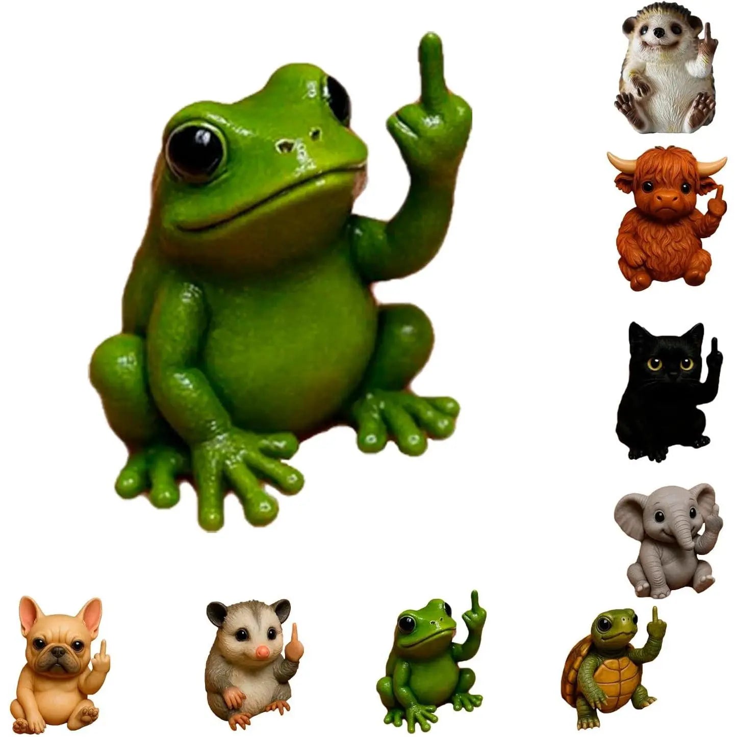 Fun Mini Middle Finger Animal Statue,Resin Middle Finger Animals Decor Statue for Desktop,Office and Car, Funny and Cute Middle Finger Humor Gag Gifts
