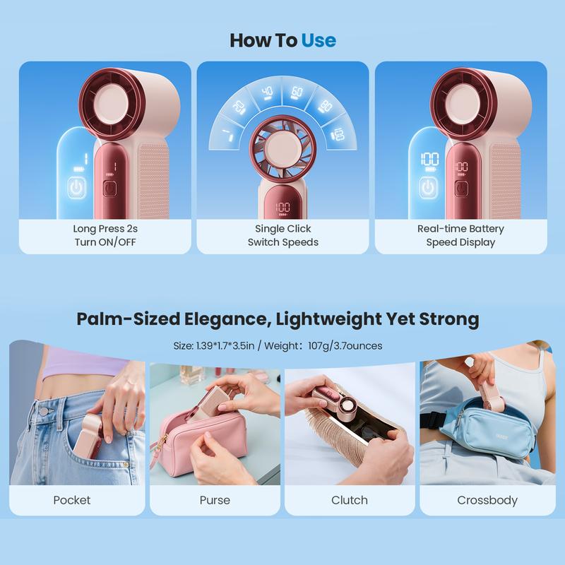 🥳2026 HOT SALE 50% OFF!🥳💨❄️  Pocket-Sized Turbo Handheld Fan with LED Display