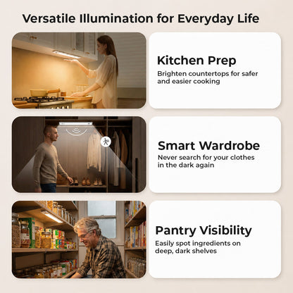 ✨ No Wires, No Drilling! Auto-Glow Smart Cabinet & Wardrobe Lights (⏰Buy 2 Save More)
