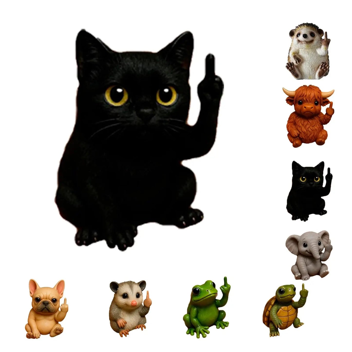 Fun Mini Middle Finger Animal Statue,Resin Middle Finger Animals Decor Statue for Desktop,Office and Car, Funny and Cute Middle Finger Humor Gag Gifts