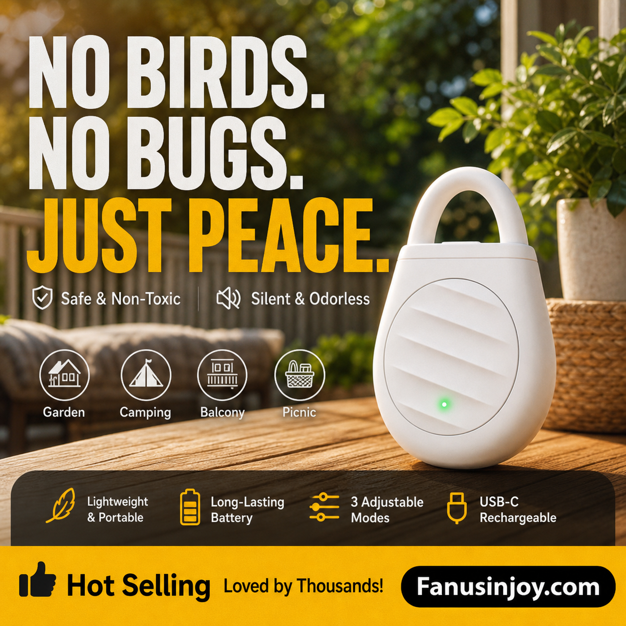 🐦 No More Trouble from Birds & Pests! 🍃✨ Pocket-Sized Ultrasonic Repeller Keychain!