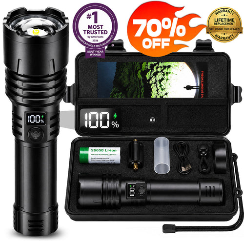 🔦2026 New Tactical Survival Flashlight｜2M+ Sold, 80X Brightness, 120H Runtime, Military‑Grade COB LED🏆