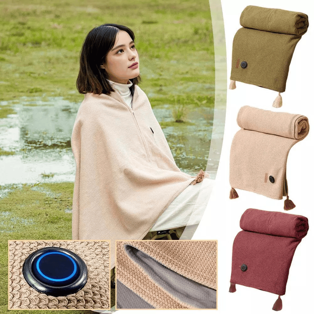 🎄 Best Christmas Gift for Family! ❄️ Stay Warm All Winter — Portable Electric Heated Blanket Shawl