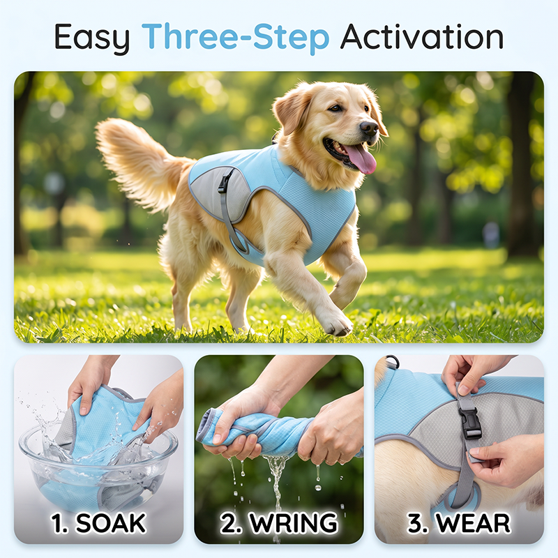 ☀️ Beat the Summer Heat! Instant Chill Dog Cooling Vest with Built-in Harness (⏰Save 50%)