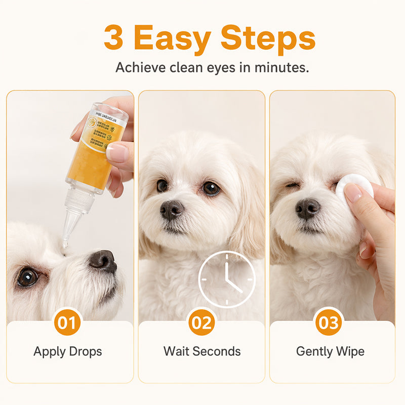 🐱 Wipe Away Crusty Eye Stains Safely!🐶Gentle Pet Eye Stain Remover Essence Nourishing Drops