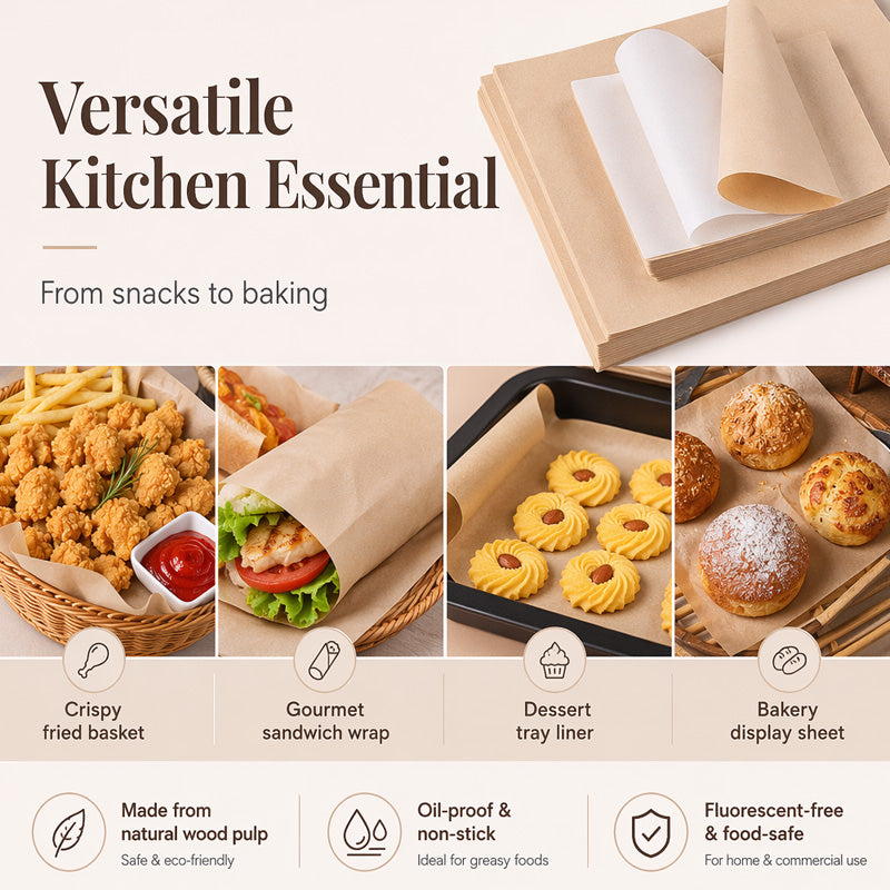 🍔 Grease-Free Food-Grade Greaseproof Paper Sheets 🍟 For Baking & Fried Food