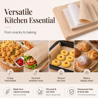 🍔 Grease-Free Food-Grade Greaseproof Paper Sheets 🍟 For Baking & Fried Food