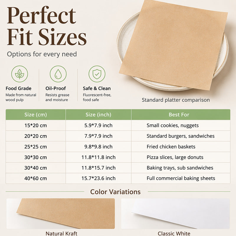 🍔 Grease-Free Food-Grade Greaseproof Paper Sheets 🍟 For Baking & Fried Food