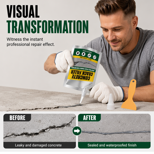 🧱 Fix Cracked Concrete & Stop Leaks Instantly! 💧Waterproof Concrete Crack Filler & Sealant