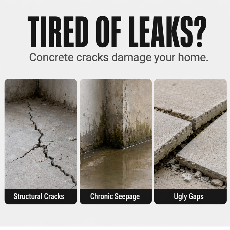 🧱 Fix Cracked Concrete & Stop Leaks Instantly! 💧Waterproof Concrete Crack Filler & Sealant