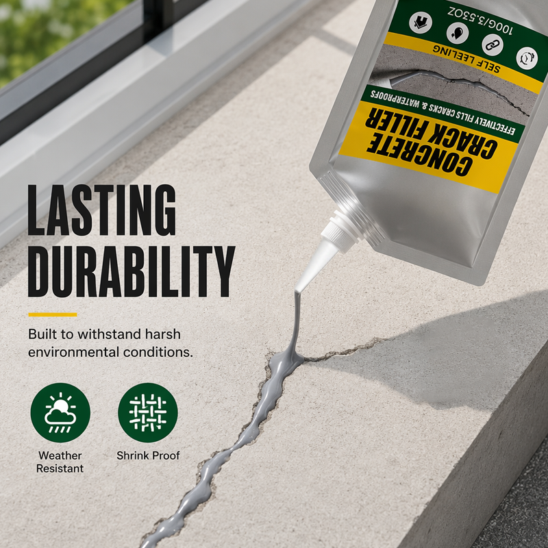 🧱 Fix Cracked Concrete & Stop Leaks Instantly! 💧Waterproof Concrete Crack Filler & Sealant