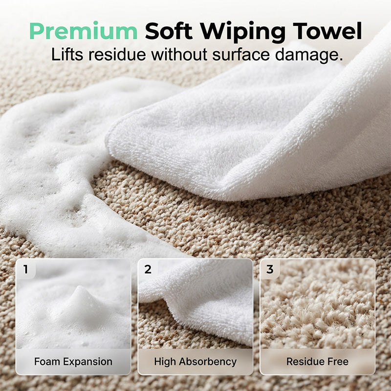 🎉 SPECIAL OFFER: BUY 2 GET 1 FREE! 🎁Waterless Carpet Foam Stain Remover with Towel