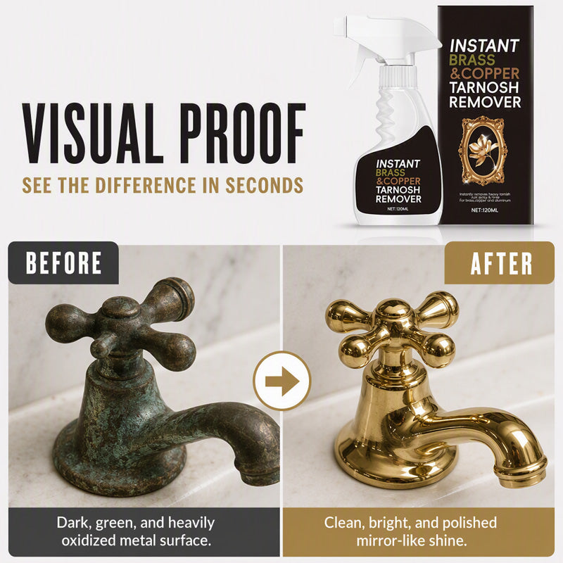 ✨Restore Tarnished Brass In Seconds! Instant Brass Tarnish Remover Spray, Fast Shine Renew