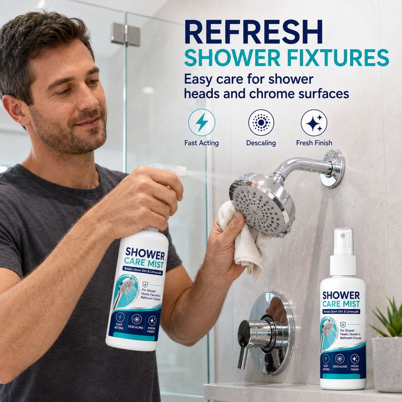 ⏰LIMITED TIME 49% OFF! 🚿 Instant Limescale Remover Spray | 🧼Restore Shiny Chrome & Water Flow