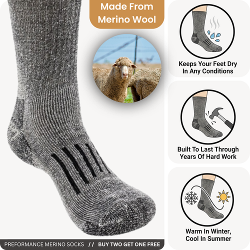 ⏰🔥Last Day 50% OFF! 🏠Premium Merino Wool Work & Outdoor Socks