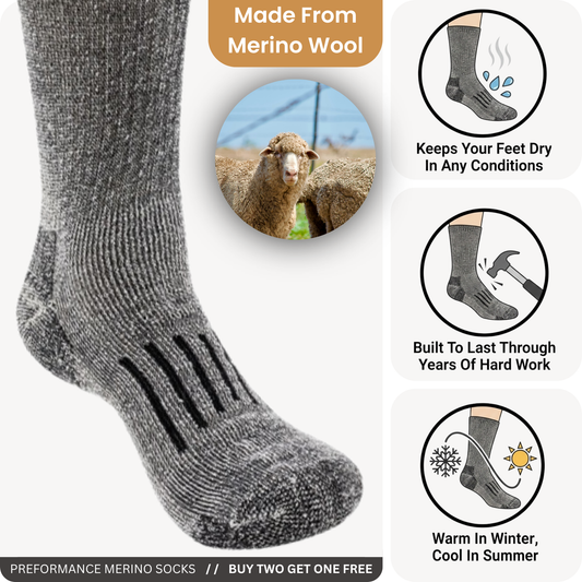 ⏰🔥Last Day 50% OFF! 🏠Premium Merino Wool Work & Outdoor Socks
