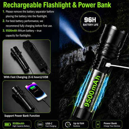 🔦2026 New Tactical Survival Flashlight｜2M+ Sold, 80X Brightness, 120H Runtime, Military‑Grade COB LED🏆